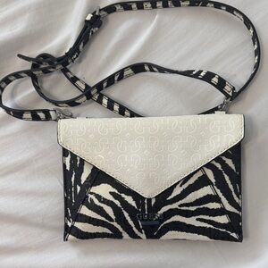 GUESS Zebra Pattern Crossbody Bag in Black and White